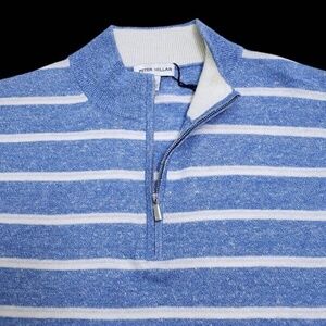 Peter Millar Crown Striped Quarter Zip XXL Wool Linen Pullover Knit Sweater $230